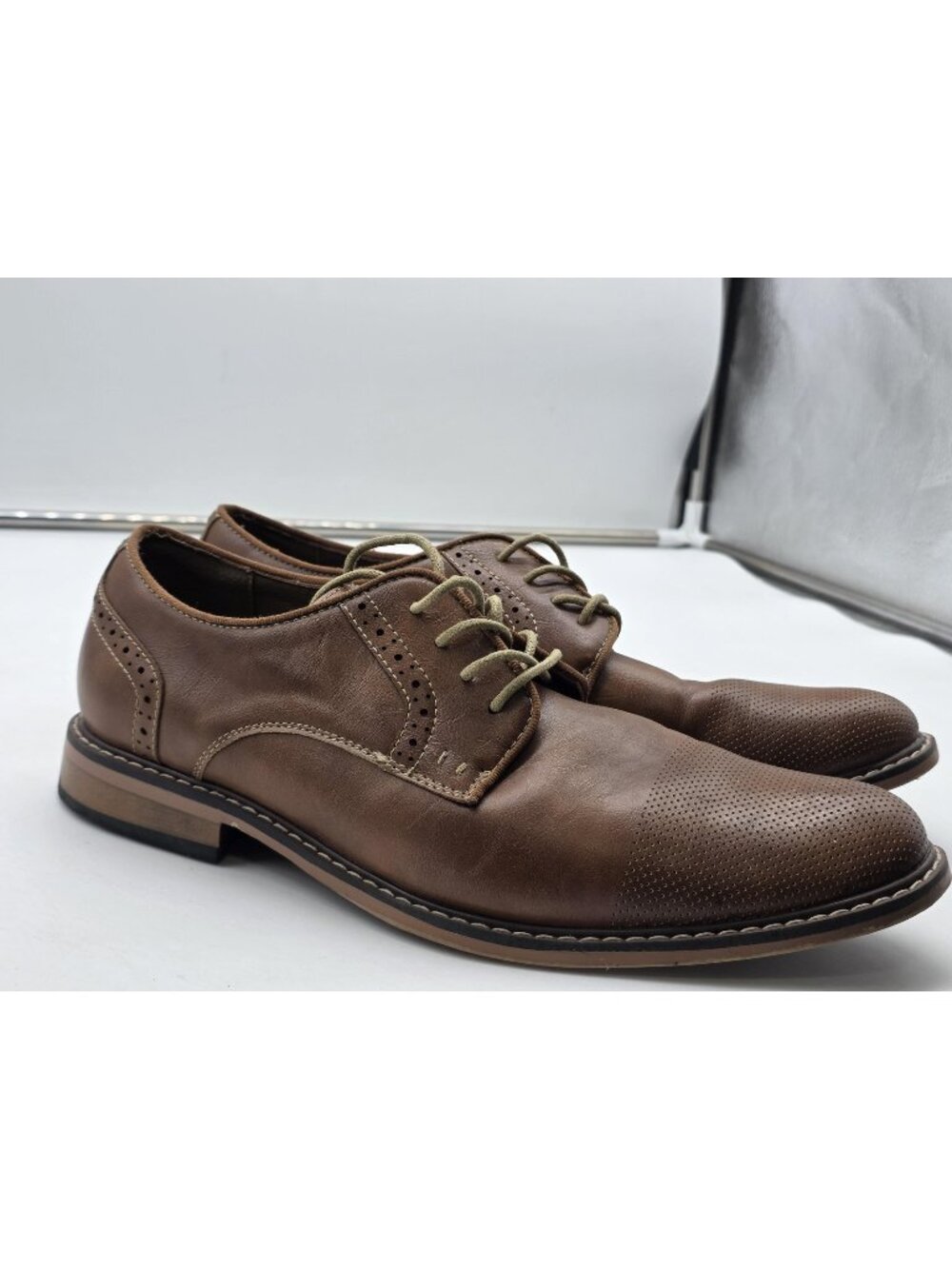 Madden Shoes Mens Size 10.5 Brown Alk Leather Cap Toe Derby Lace Up Dress Casual